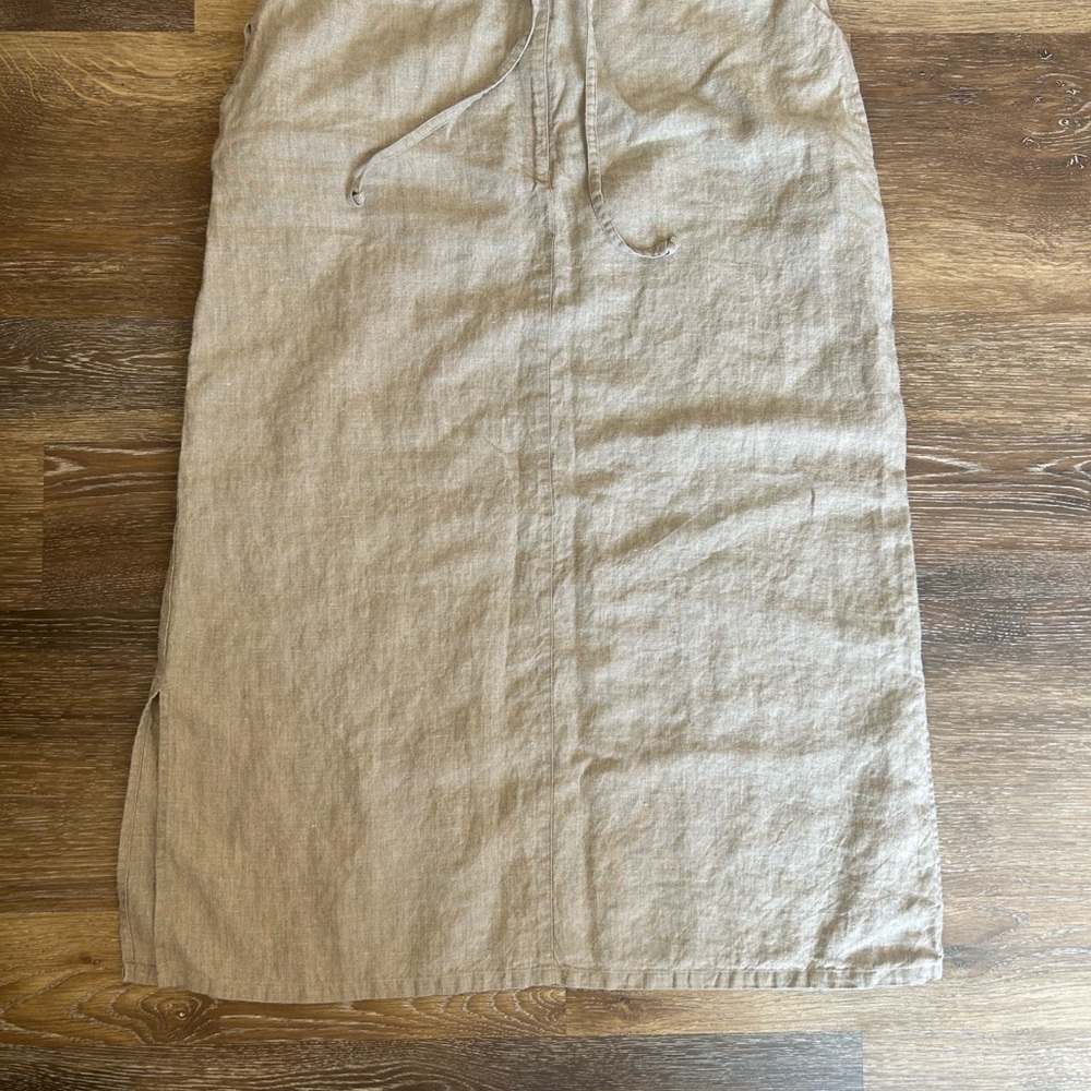L.L. Bean Tan 100% Linen Skirt